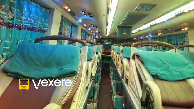 APSRTC Buses - Seating of INDRA A/C TENALI Depot Bus. ✓ Disposal Seat  Cover's. ✓ Air Freshners inside Bus. ✓ Facial Tissues. ✓ Freshly Packed  Blankets. ✓ Bisleri 500ml Mineral Water Bottle.